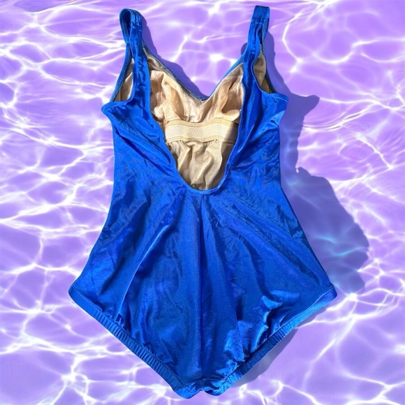 VTG Slim Allure Women’s 14 Blue One Piece Suit Ruched Slimming VTG Silhouette - Picture 3 of 15